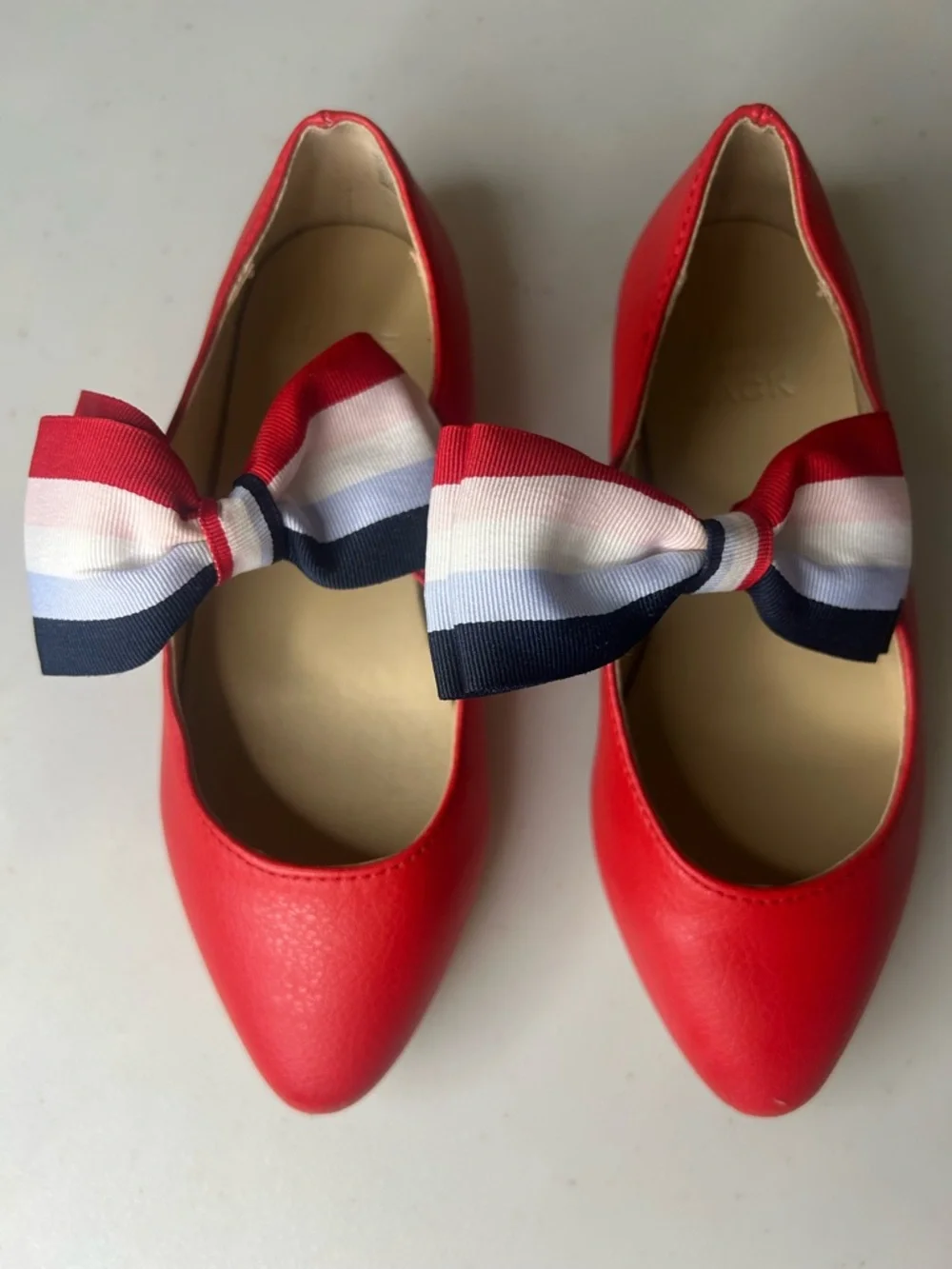 Jane and Jack Red Ballet Flats Bow Shoes Girls Size 10